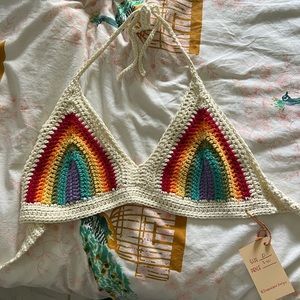 Rainbow halter top; size D.